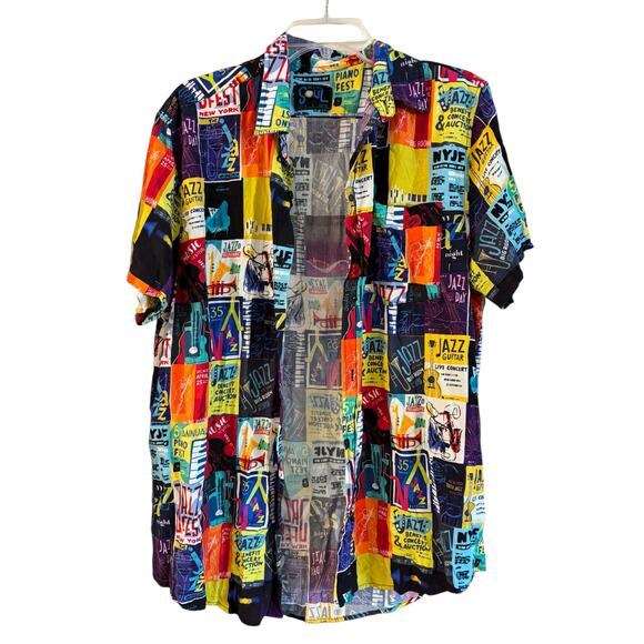 Disney Store Men's L Pixar's Soul Woven Rayon Jazz Button Up Shirt Short Sleeve - Picture 1 of 6